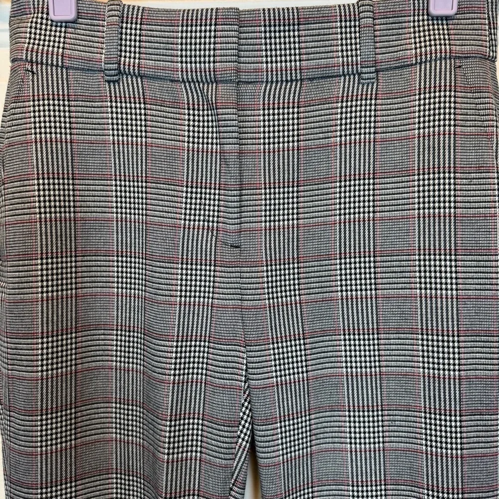 J. Crew 365 Plaid Trousers Pants Sz 4 Lined. Black, White & Red NWOT #H2873